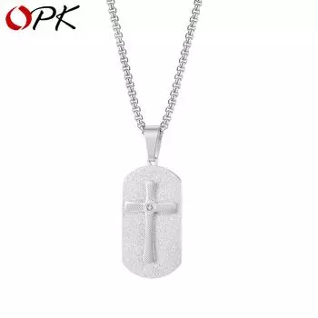 OPK Модное ожерелье из титановой стали с поперечной рамкой