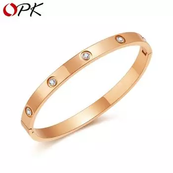 OPK Модный браслет из титановой стали для украшения рук из нержавеющей стали для девочек 165mm серебряный