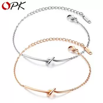 OPK Модный браслет из титановой стали, женский браслет серебряный