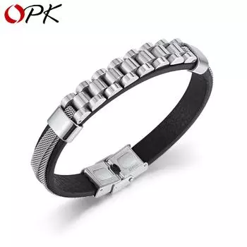 OPK Подарочный многослойный браслет из нержавеющей стали в стиле ретро для мужчин серебряный