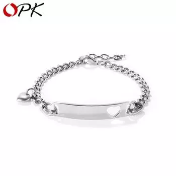 OPK Полый браслет Love из нержавеющей стали для девочек серебряный