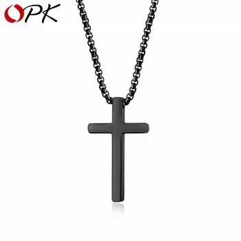 OPK Простое мужское ожерелье с крестом из нержавеющей стали