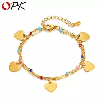 OPK Титановая сталь Love Многоцветный браслет из нержавеющей стали для девочек разноцветный