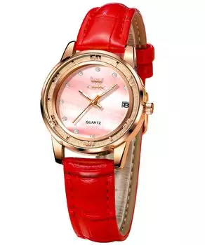 OPK Women s Watch Popular Simple Women s Watch Quartz Easy to See Stylish Elegant Light Leather Strap Date Waterproof Luminous Watch for Women Red