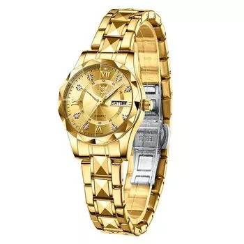 OPK Women s Watch Quartz Arm Watch Popular Simple Women s Gorgeous Light Easy to See Waterproof Luminous Watch for women Gold