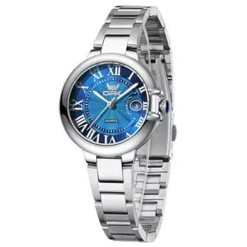 OPK женские часы кварцевые металлические браслет простые женские легкие аналоговые дата водонепроницаемые милые студенческие часы для женщин синие