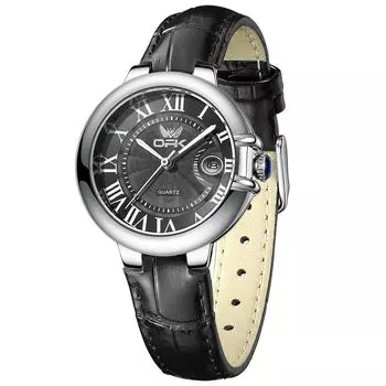 OPK Женские часы кварцевые с кожаным ремешком простые женские легкие аналоговые водонепроницаемые часы с датой милые студенческие часы для женщин черные