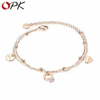 OPK Женский простой браслет из титановой стали LOVE серебряный