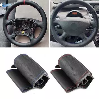 Оплетка на автомобильном руле для Citroen C5 2001-2006 Xsara Picasso Berlingo Peugeot Partner 2003-2008 кожаный чехол чёрный