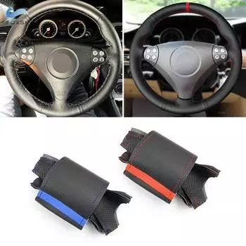 Оплетка на автомобильном руле для Mercedes Benz C SLK Class W203 R171 2004 2005 2006 2007 2008 кожаный чехол из микрофибры отделка чёрный