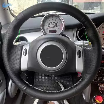 Оплетка на руль для BMW Mini Coupe 2001-2006 Convertible 2004-2008 для Mini R50 R53 R60 Автомобильный кожаный руль Type A red line