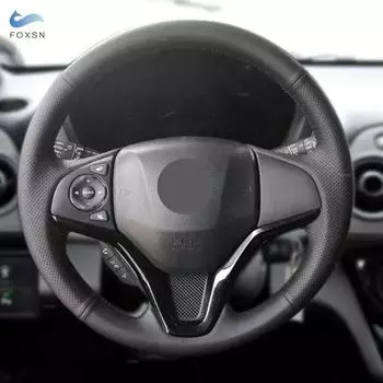 Оплетка на руль для Honda Fit City Jazz 2014 2015 HR-V 2016 Vezel 2015-2017 XRV автомобильный руль черный кожаный чехол