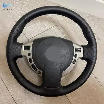 Оплетка на руль для Nissan QASHQAI X-Trail NV200 Rogue, автомобильный руль, прошитая вручную перфорированная кожа red line