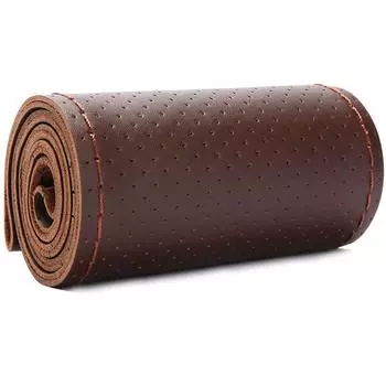 Оплетка на руль с иглами и нитками, кожаная оплетка на руль автомобиля, кожаный чехол на руль Coffee