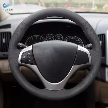 Оплетка на руле для Hyundai i30 2009 для Elantra Touring 2010 2011 2012, прошитая вручную кожаная накладка на руль чёрный