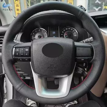 Оплетка на руле для Toyota Fortuner 2016 2017 2018 Hilux 2015-автомобильный руль, прошитый вручную кожей red line