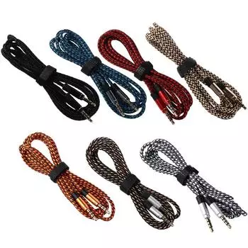 Оплетка провода динамика удлинитель для наушников 3,5 мм аудиокабель автомобильный AUX кабель аудиоадаптер шнур красный