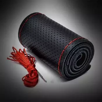 Оплетка рулевого колеса автомобиля, иглы и нитки, чехлы из искусственной кожи, автомобильные чехлы, 4 цвета, мягкая текстура «сделай сам», мягкие автоаксессуары