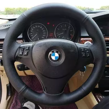 Оплетка рулевого колеса автомобиля на заказ, 100% подходит для BMW E90 320i 325i 330i 335i E87 120i 130i 120d Авто Интерьер