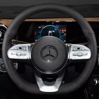Оплетка рулевого колеса автомобиля на заказ, 100% подходит для Mercedes-Benz A-Class W177 B Class C Class CLS 2018-Автомобиль Black Thread