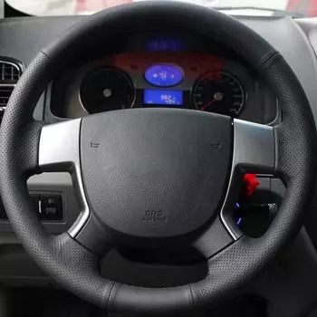 Оплетка рулевого колеса автомобиля на заказ, мягкий чехол, 100% подходит для Geely EMGRAND EC7 EC715 EC718, аксессуары для салона автомобиля, рулевое управление Black Thread