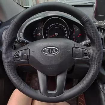 Оплетка рулевого колеса автомобиля на заказ, Нескользящая натуральная кожа, 100% подходит для Kia Sportage 3 2010-2017 Kia Ceed Cee d