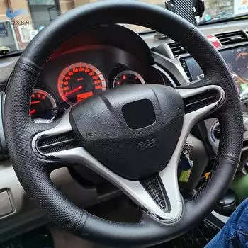 Оплетка рулевого колеса для Honda Fit Jazz City 2009-11 12 2013 Insight 2010-2014 Автомобильный руль с прошитой вручную кожей red line