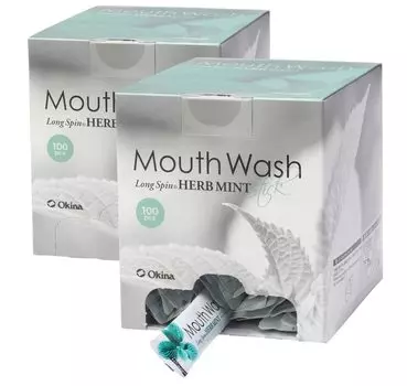 Ополаскиватель для полости рта Okina Long Spin Stick 10 мл, набор из 2 коробок x 2 коробки 200 шт., портативный, индивидуально упакованный в 100 штук [Сделано в Японии] (Травяная мята)