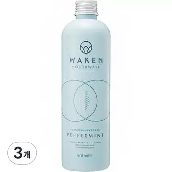 Ополаскиватель для рта Waken, фторид натрия, вкус перечной мяты, 500 мл, 3 шт.