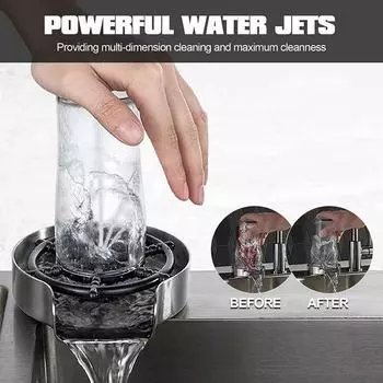 Ополаскиватель для стекла, мойка для стекла, автоматическая мойка для бутылок, ополаскиватель для стекла высокого давления, очиститель для чашек для раковины серебряный