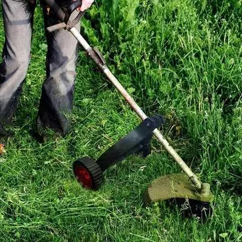 Опорное колесо газонокосилки для триммера треугольной конструкции, простая установка вспомогательных колес газонокосилки, регулируемое опорное колесо для триммера Sets