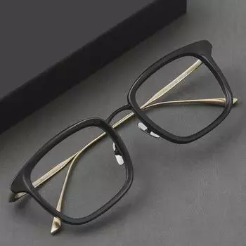 Оправа для очков из чистого титана: Модный деловой стиль унисекс с защитой от синего света для крупных лиц, модель Yong 1906.
