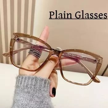 Оправа для очков «кошачий глаз» для женщин, модные квадратные очки с защитой от синего света, простые очки по рецепту As picture