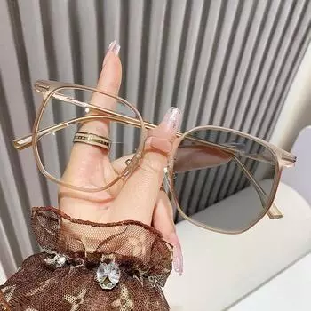 Оправа для женских очков с защитой от синего света, модная большая оправа, однотонные, серые и чайные очки для близорукости, модные очки в корейском стиле -50