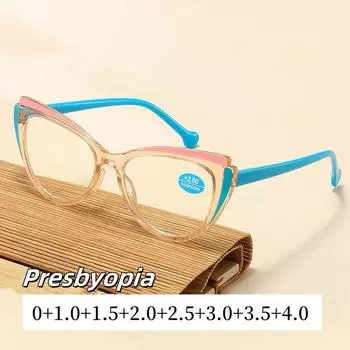 Оправа «кошачий глаз», блокирующая синий свет, очки для чтения, ультралегкие очки высокой четкости для пресбиопии, модные роскошные очки для дальнего зрения 0 розовый