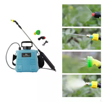 Опрыскиватели с электрическим насосом Садовый опрыскиватель Многоцелевой распылитель тумана Двухрежимный телескопический распылитель воды 5L Blue