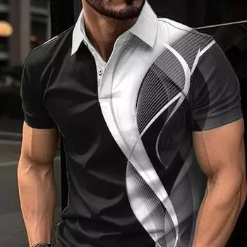 Оптическая иллюзия Мужская мода Повседневный 3D принт Гольф Поло Полиэстер Короткие рукава Отложной воротник Футболка Поло Микро-эластичные лацканы S