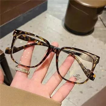Оптические очки для компьютера, очки для чтения с защитой от синего света, простые большие оправы для женщин, квадратные простые очки CHINA