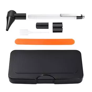 Оптический отоскоп со светодиодной подсветкой, синий фильтр, шпатель и зажим, портативный ручной отоскоп чёрный/белый