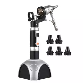 Оптическое назальное зеркало, 2-кратное увеличение со светодиодной подсветкой, 9 мм, сменные кончики носа, зарядка 1600 мАч EU Plug чёрный