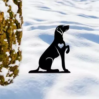 Оптимистичный колышек для сада с гончей, железный силуэт, металлический знак для двора и украшения сада на открытом воздухе для увековечения памяти питомца светло-серый