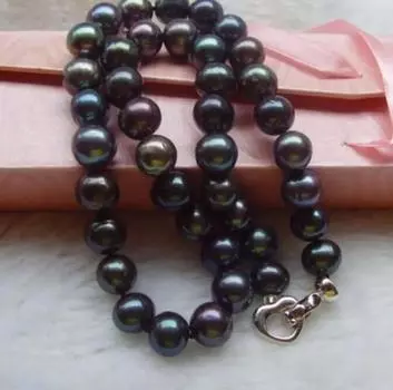 Оптовая цена НАСТОЯЩЕЕ ожерелье из натурального таитянского жемчуга Южного моря, черно-зеленое, 9-10 мм, 18 дюймов.