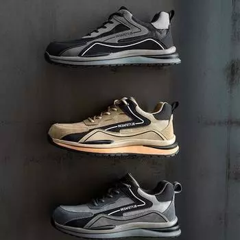 Оптовая цена резиновая подошва рабочая обувь мужская инженерная защитная обувь легкая стальной носок серый