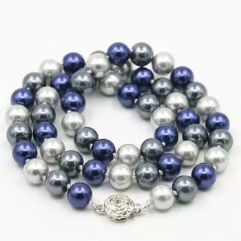 Оптовая и розничная продажа продукта Красивый благородный 8 мм разноцветный шар в виде ракушки с жемчугом длинное ожерелье DIY подарки на день матери 18 дюймов SD339 8mm