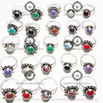 Оптовая партия!! Кольцо с несколькими и смешанными драгоценными камнями, кольцо ручной работы, посеребренное кольцо 925 пробы, объемное кольцо, подарок для нее, рождественский подарок, бесплатная доставка Free Size белый
