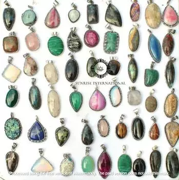 Оптовая партия!!L Подвеска из смешанных драгоценных камней, подвеска ручной работы, посеребренная подвеска 925 пробы, оптовый лот, подарок для нее, бесплатная доставка free Size белый