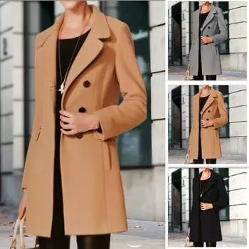 Оптовая продажа 2024 года, осень и зима, независимая станция заказа, женское пальто шерстяное, среднее и длинное, многоцветный код S серый