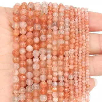 Оптовая продажа 2 мм 3 мм 4 мм граненые круглые бусины из солнечного камня Diy свободные разделительные бусины для изготовления ювелирных изделий аксессуары для браслетов ручной работы 2mm
