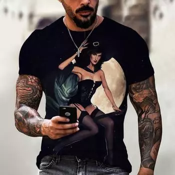 Оптовая продажа 3D-цифровой печати на коротких рукавах, футболка с изображением ведьмы на Хэллоуин S