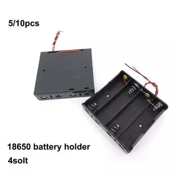 Оптовая продажа 4 слота 2Pin way 4x 3.7v 18650 коробка для хранения аккумуляторов чехол DIY аккумуляторы клип 4 порта держатель черный пластиковый контейнер свинец 5pcs